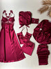 Imported™ Long Slit Silk Nighty Set (5 Pieces)