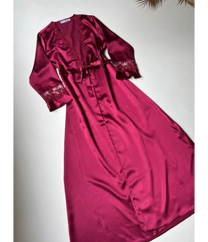 Imported™ Long Slit Silk Nighty Set (5 Pieces)