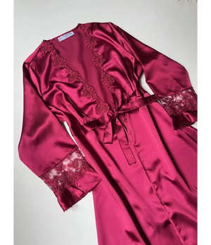 Imported™ Long Slit Silk Nighty Set (5 Pieces)