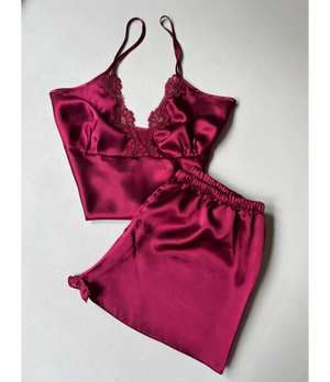 Imported™ Long Slit Silk Nighty Set (5 Pieces)