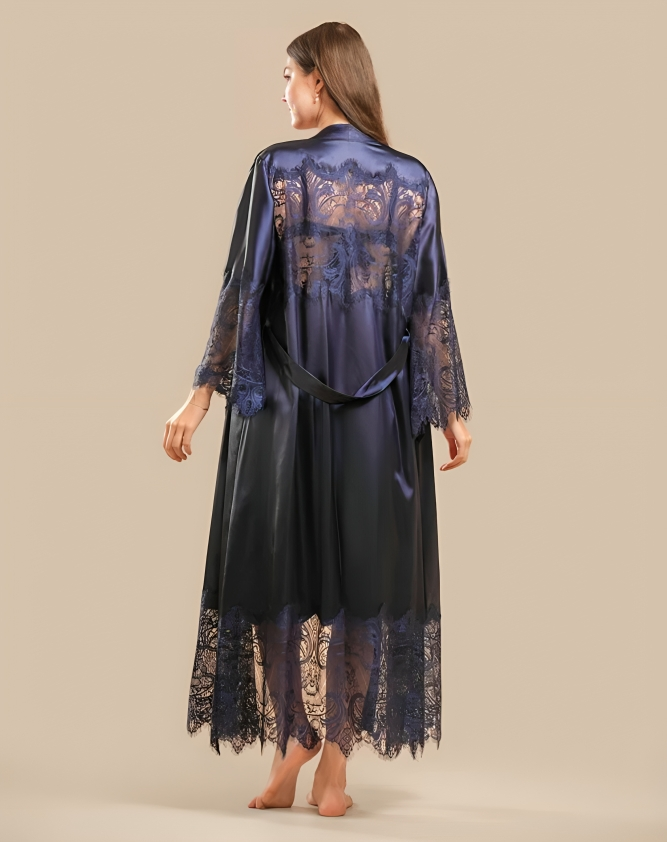 Imported™ Long Slit Silk Nighty Set (2 Pieces)