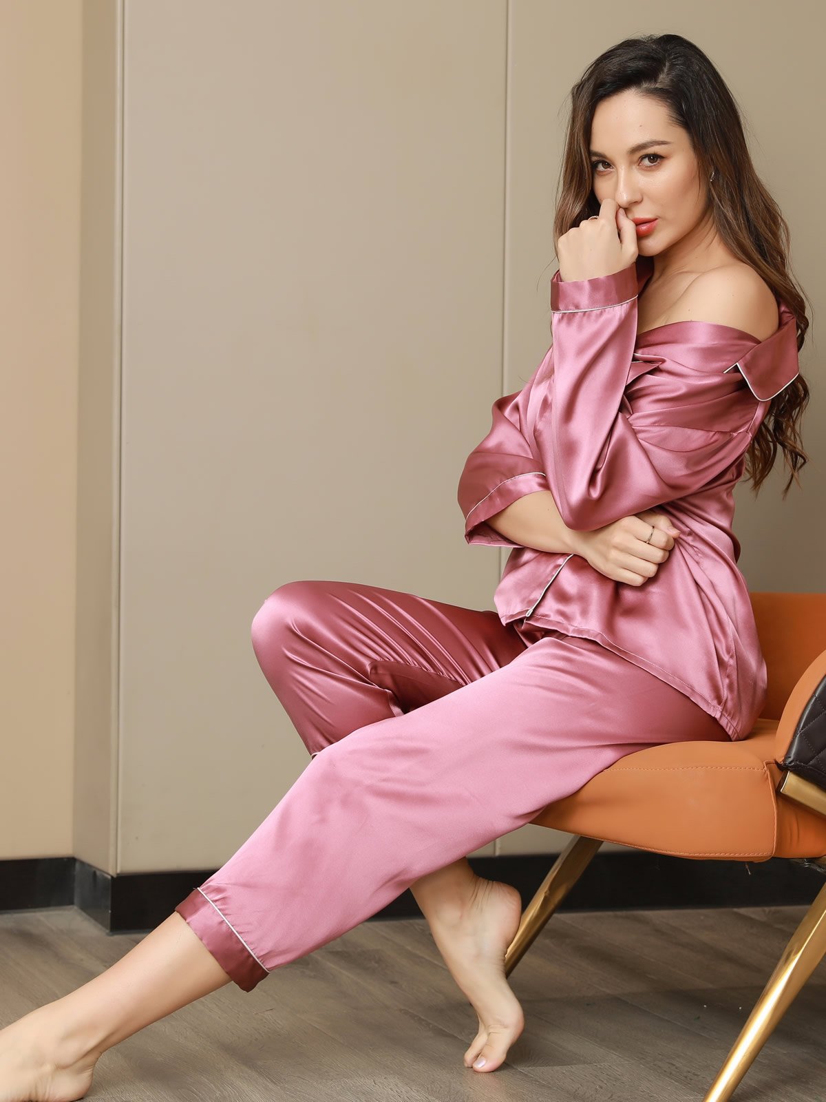 Imported™ Slit Silk Nightwear (2 Pieces)