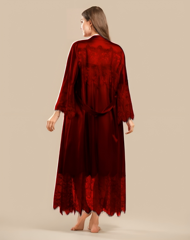Imported™ Long Slit Silk Nighty Set (2 Pieces)